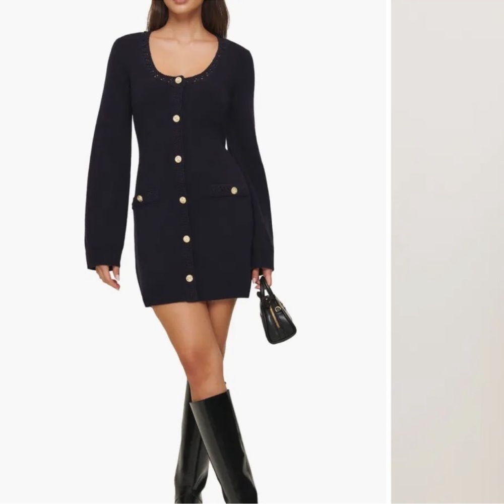 ✨NEW✨ Reformation Priscilla Wool Mini Dress Long Sleeve Navy Blue L